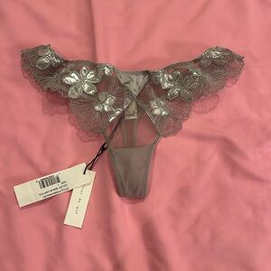 Fleur du Mal Gray Floral Lace Panty